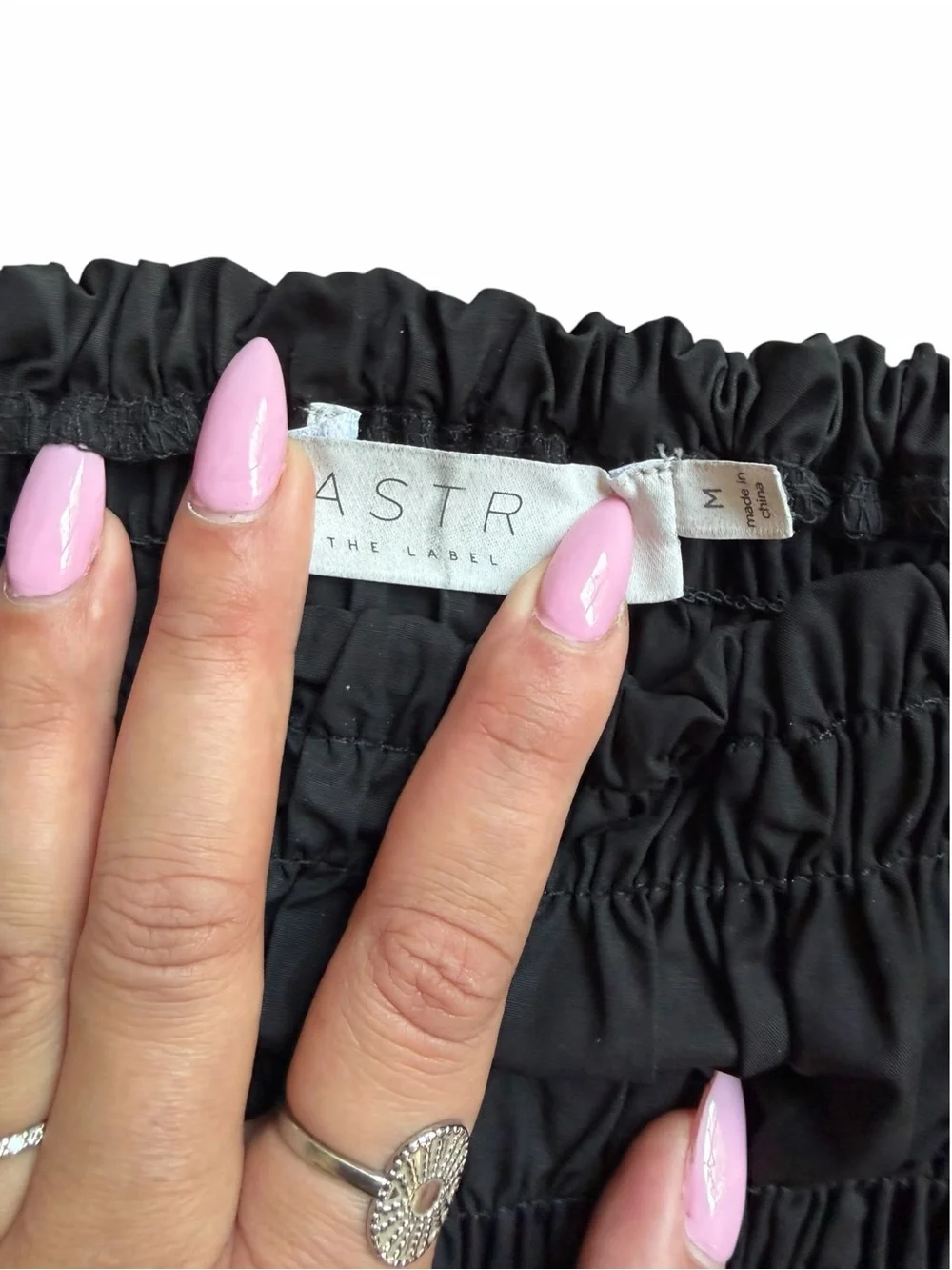 ASTR Black Smocked Puff Bubble Sleeve Top